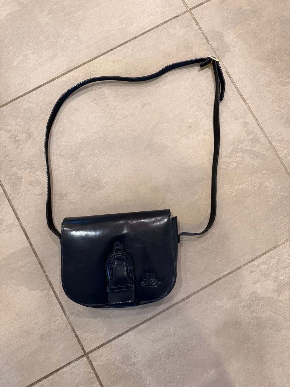 Maraolo Original Leather Crossbody Bag Dark Blue Vintage